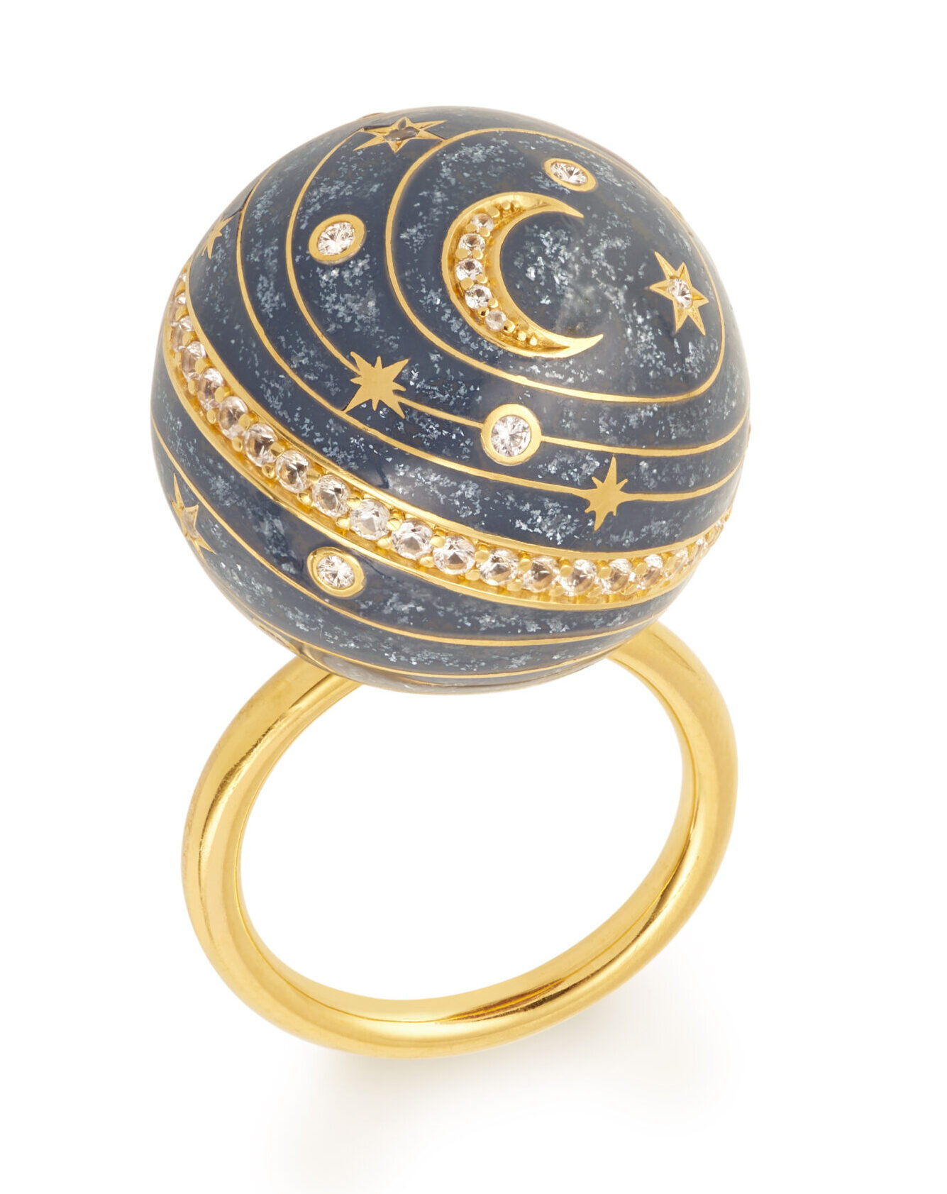 Sandrine Barabinot Bague bubble Circle bleu gris